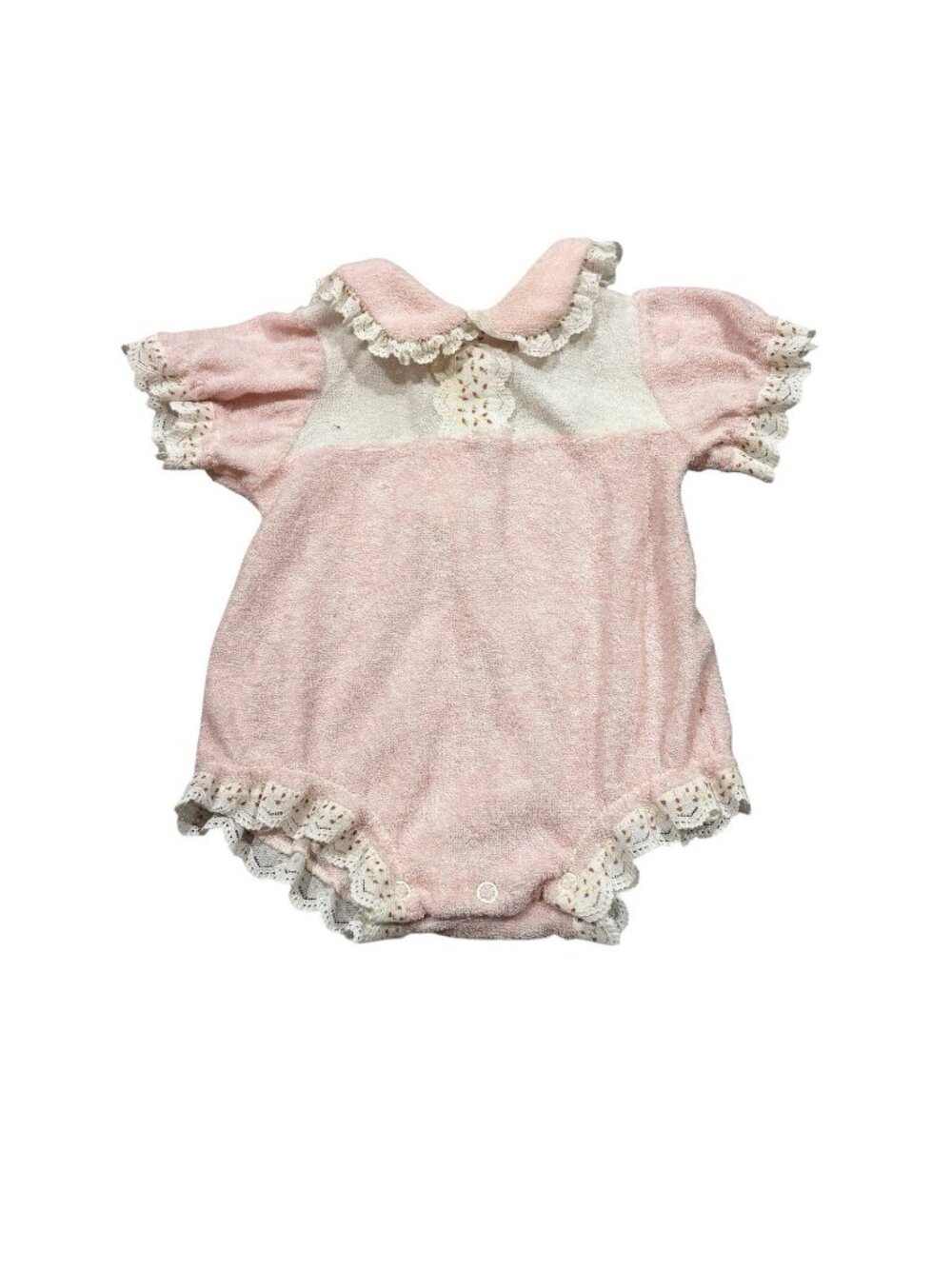 Vintage Terry Cloth Baby Girl Romper Pink Winnie The Pooh Spring 3-6 M